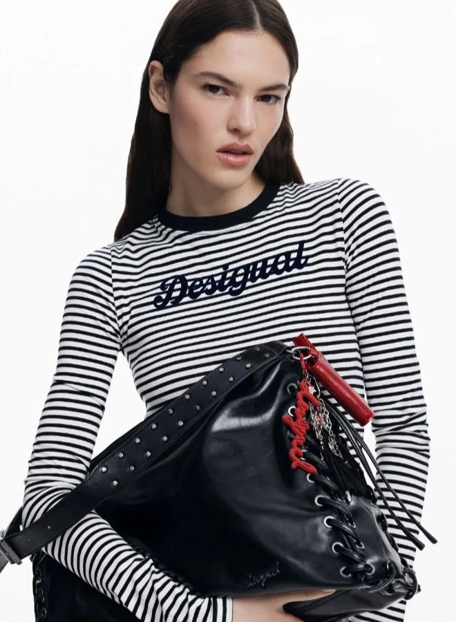 DESIGUAL Large Shiny Braided Bag